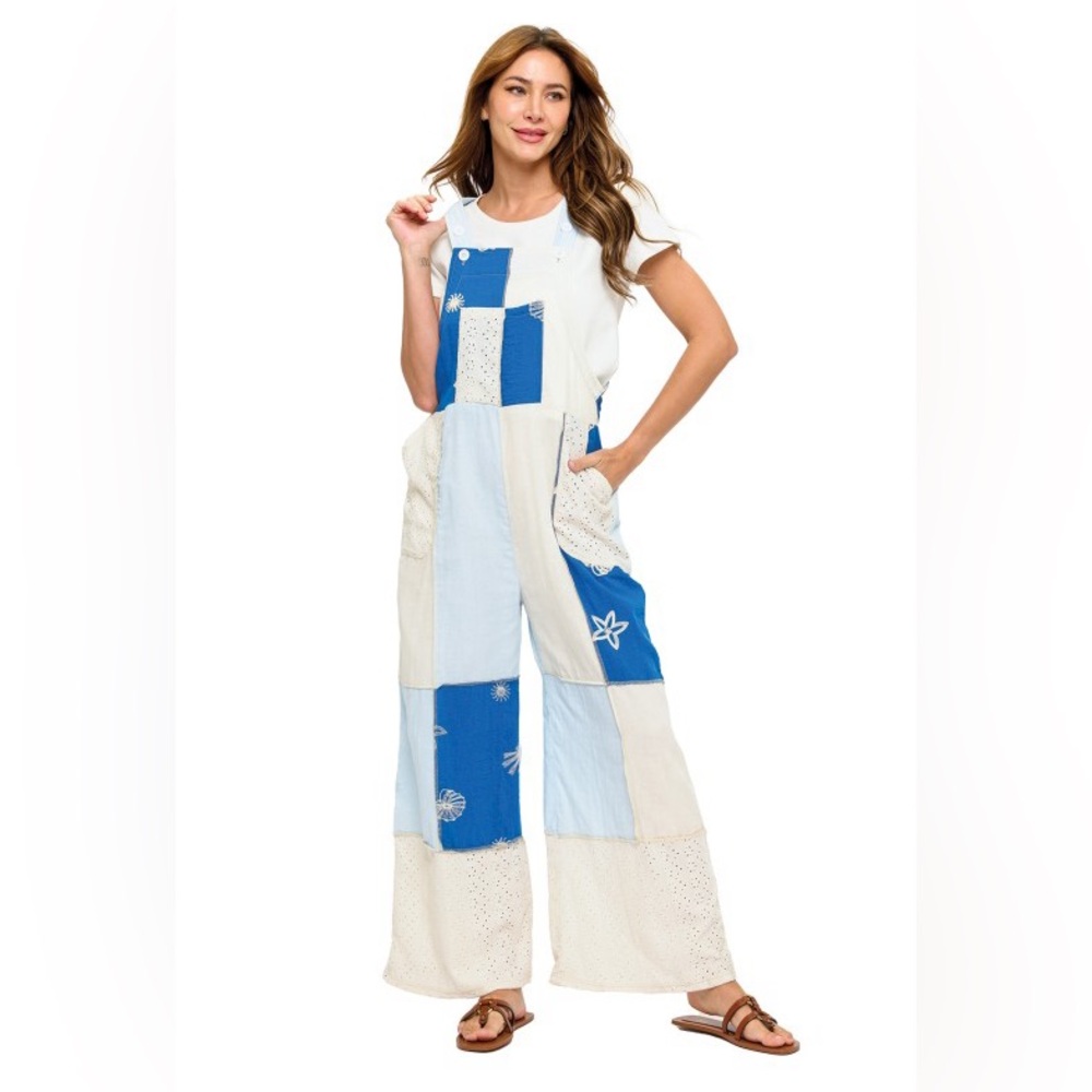 Patchwork Boho Lace Overall|Blue
